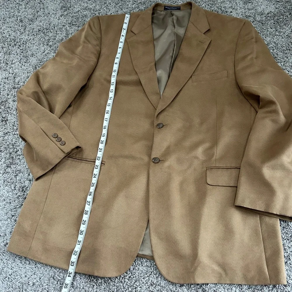 Bert Pulitzer Mens Tan Blazer‎ Sport Coat Jacket Large L Supre Suede